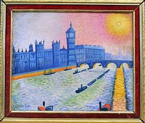 Oil Painting on Canvas Manner Of Andre Derain: Framed, Oil Painting on Canvas,bears the signature Size Approx.