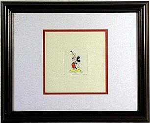 Licenced Disney Etchings Mickey Mouse: Licenced Disney Etchings "Mickey Mouse" hand colored, Limited Edition, comes in Beautiful custom matt & frame, approx dimension 14"x18".