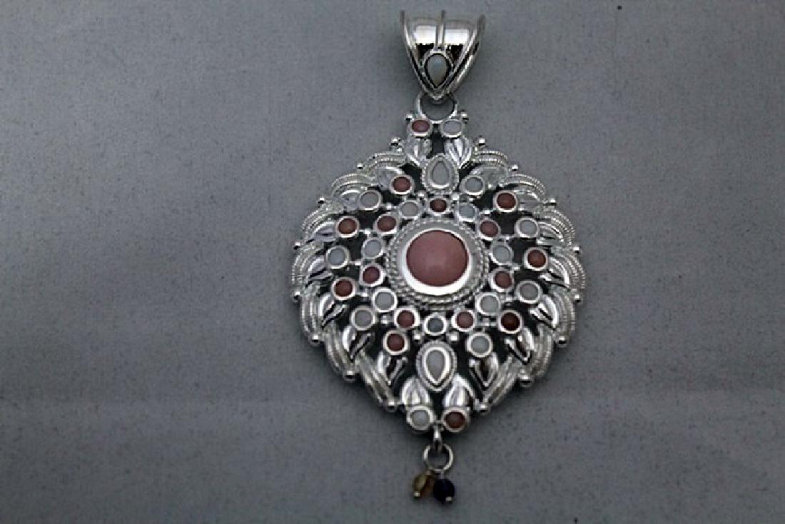 Beautiful Opal, Alexandrite, Pink & Golden Sapphire: Beautiful Opal, Alexandrite, Pink & Golden Sapphire Silver Pendant; twt approx. 50cts.