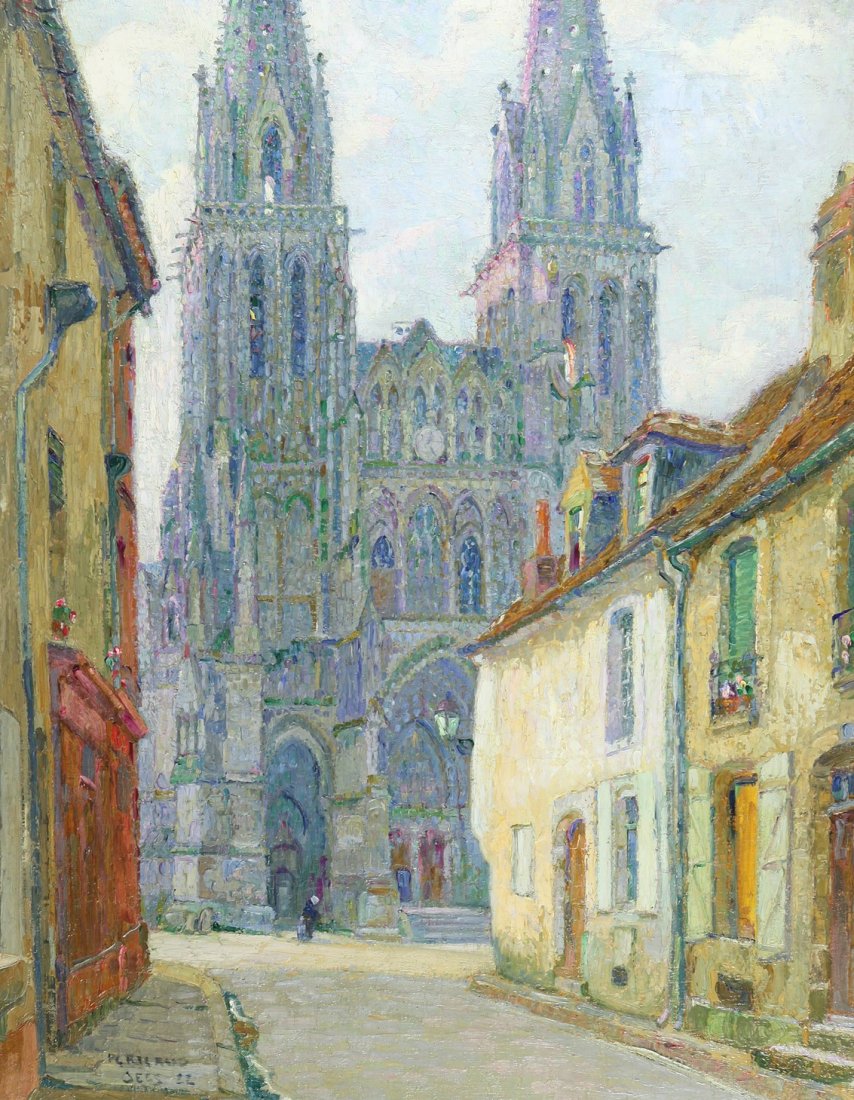 Pierre Gaston Rigaud - Sées Cathedral, Morn: Pierre Gaston Rigaud (1874 – 1949) - Katedra w Sées, Poranek (1922) | ENG: oil on canvas | 65x50 cm | signed bottom left: PG Rigaud/Sees 22, on the reverse: Sees/5h- Matin/PG Rigaud ///PL: olej, p&
