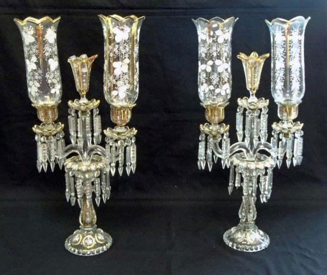 Pair 19th C. French Candelabra Possibly Baccarat (1 of 2)