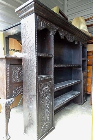 Carved Oak Two Part Welsh Cabinet (1 of 4)
