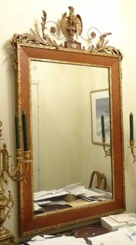 Federal Style Burl & Gilt Console Mirror (1 of 1)