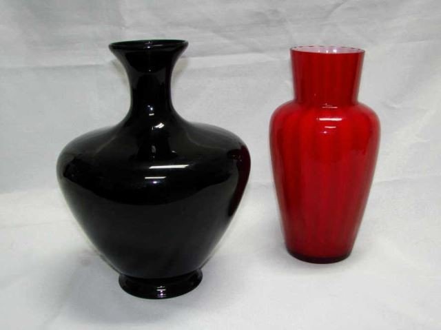 Red and Black Large Glass Vases (1 of 2)