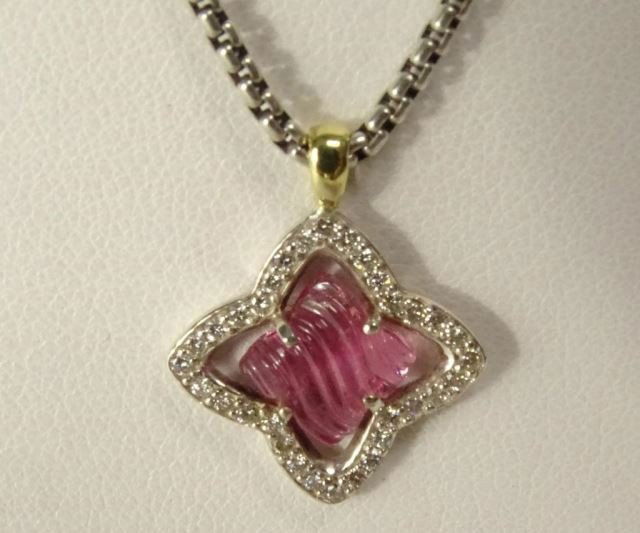 David Yurman Sterling Rose Quartz Necklace (1 of 4)