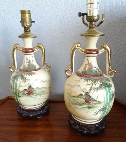 Pair (2) Kutani Vase Form Table Lamps (1 of 3)