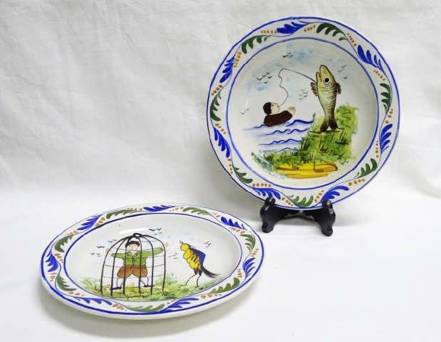 Two Faience Picture Plates Quimper Style (1 of 2)