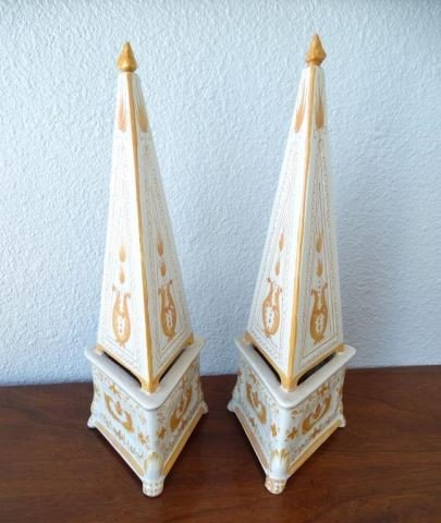 Pair (2) of Italian Faience Obelisks (1 of 2)