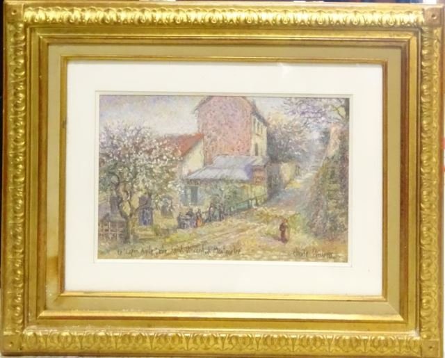 H. Claude Pissarro Oil Pastel - Paris Scene (1 of 4)