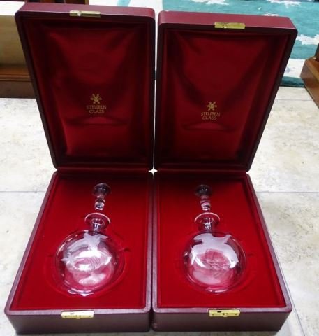 Pair Steuben Glass Decanters, Wild Fowl Ltd. Ed (1 of 3)