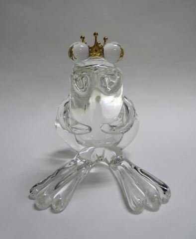Large Steuben Glass Crowned Frog Figurine (1 of 3)