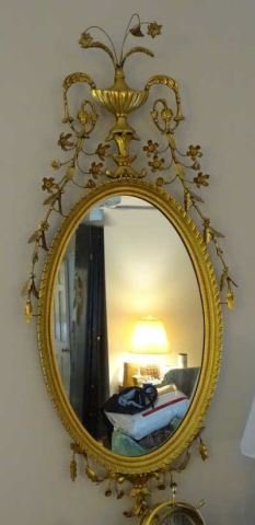 Federal Style Gilt Carved Oval Mirror (1 of 1)