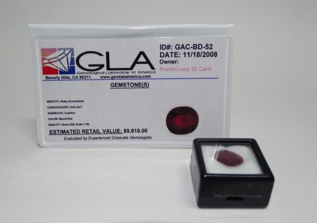 Cushion Cut Natural Ruby 8.42 CT W/COA (1 of 3)