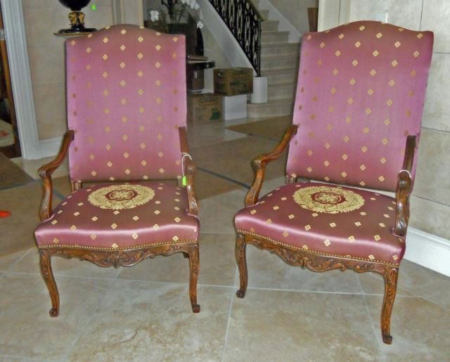 Pair (2) Louis XV Style Open Arm Chairs (1 of 3)