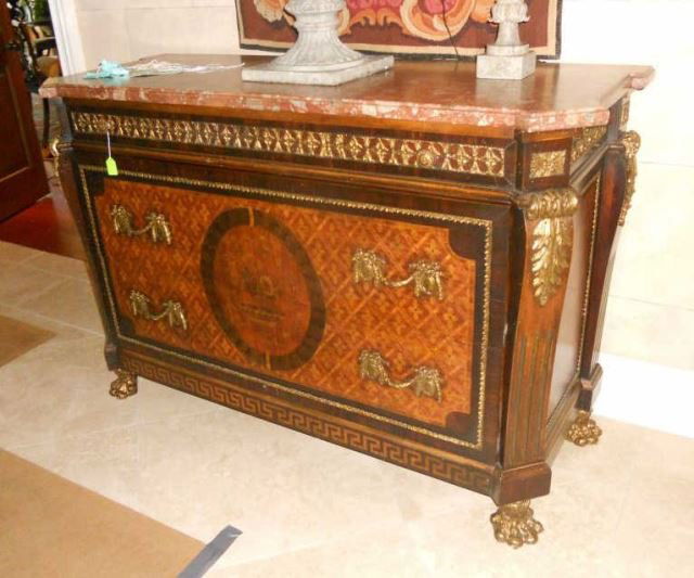 Pair (2) French Regency Style Parquetry Commodes (1 of 7)