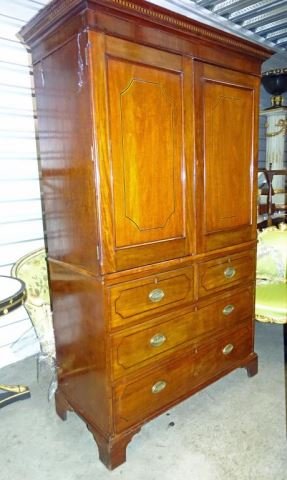 Georgian Style Two Part Mahogany Armoire Cabinet (1 of 2)
