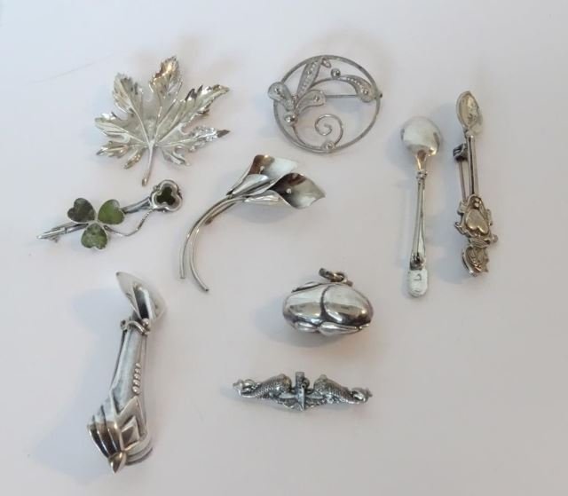 9 Vintage Sterling Silver Pins (1 of 1)