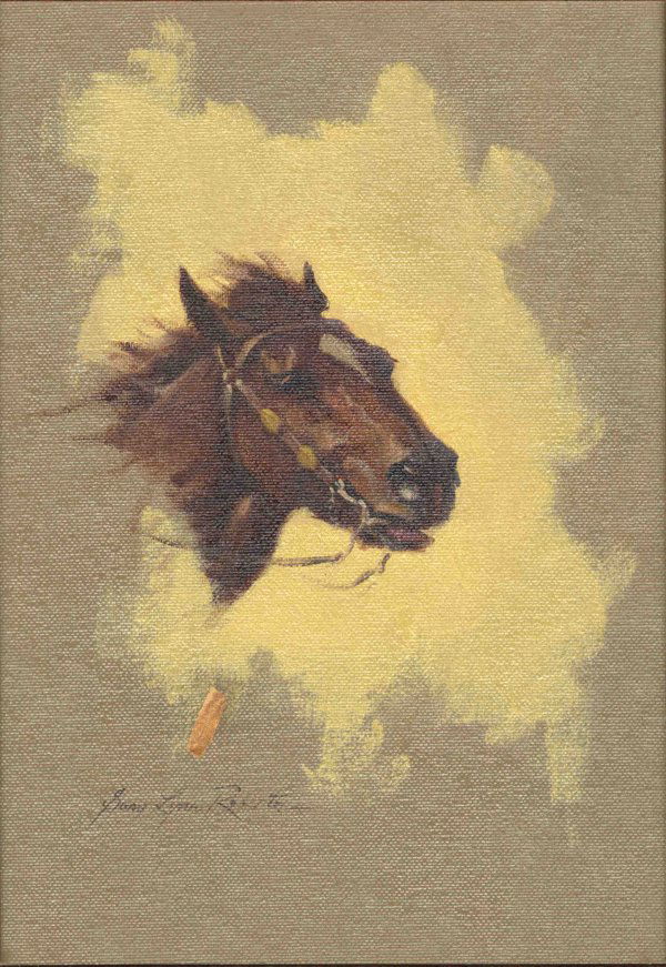 Texas Rare Art Painting Gary Lynn Roberts Colt We: Signed oil on canvas painting by Texas artist Gary Lynn Roberts. A dynamic vignette of a colt in three-quarters profile from the neck up. Son of well-known Western artist Joe Rader Roberts, Gary Lynn