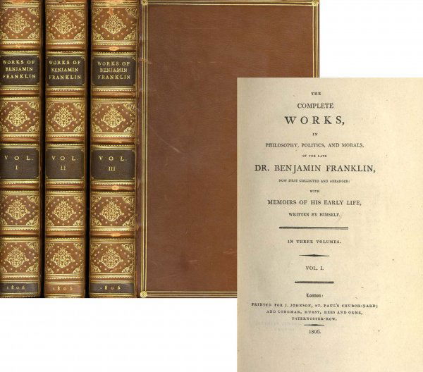 1806 rare book benjamin franklin first edition vol benjamin franklin published works