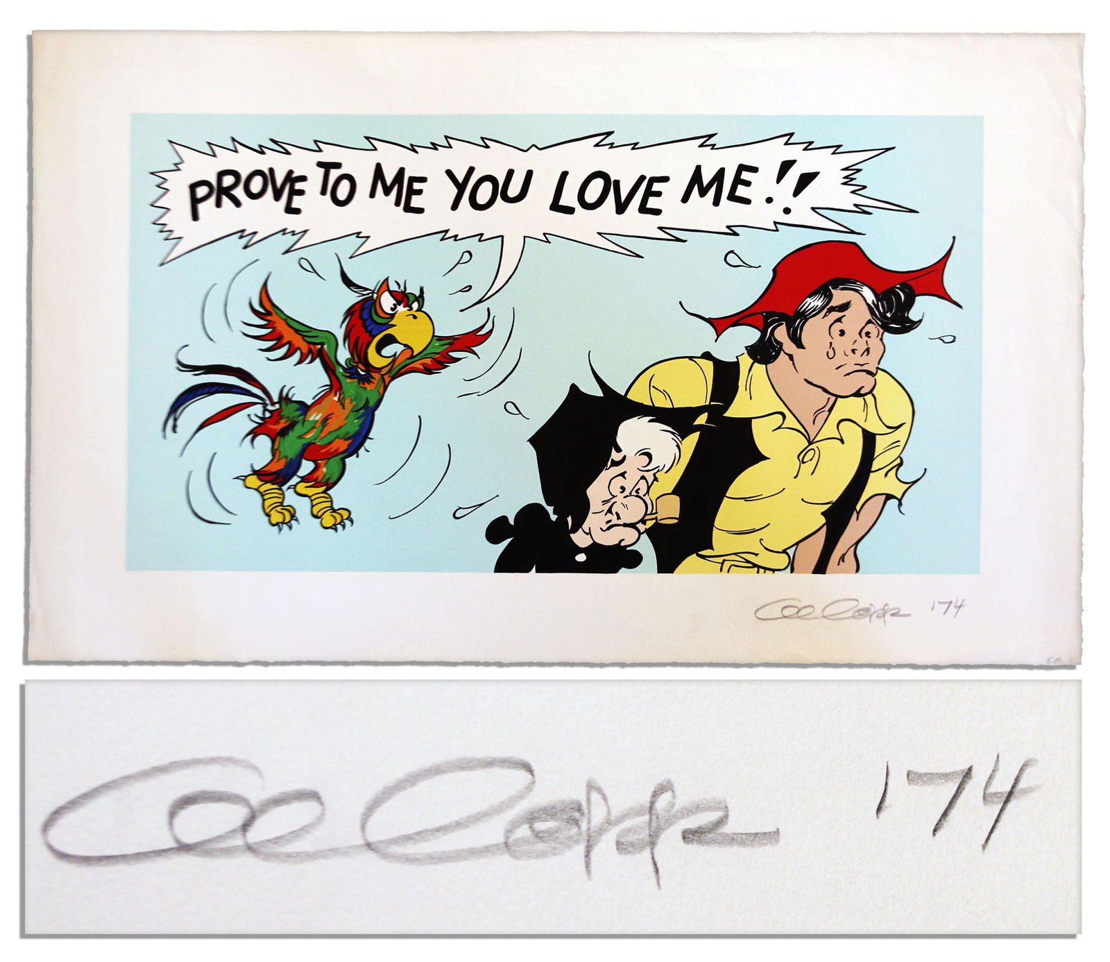 Abner & Bird Al Capp Signed Limited Ed. Poster: Abner & Bird Al Capp Signed Limited Ed. Poster
