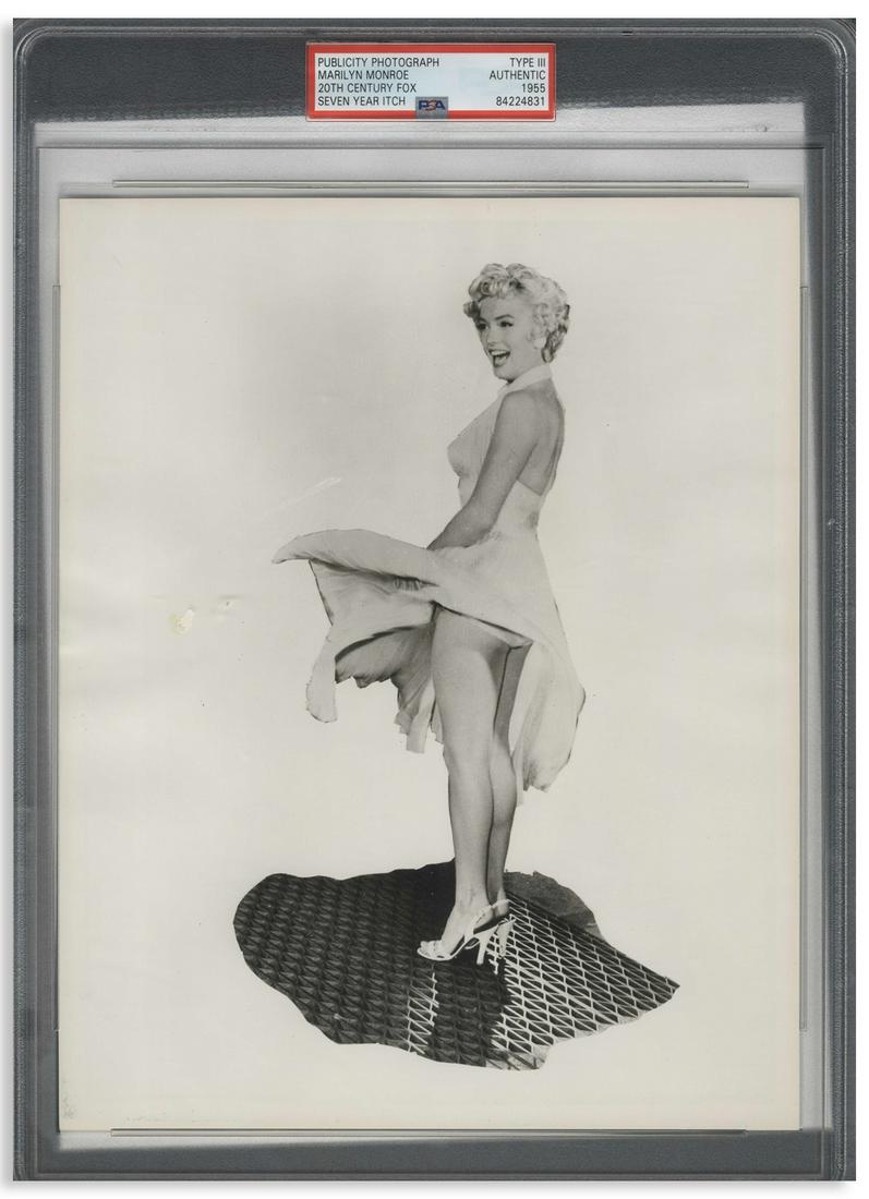 Marilyn Monroe ''Seven Year Itch'' 8x10 From the Famous: Marilyn Monroe photo from ''The Seven Year Itch'', showing Marilyn in her white dress over the subway grate, from one of the most famous movie scenes of all time. Photo by Sam Shaw measures 8'' x 10''