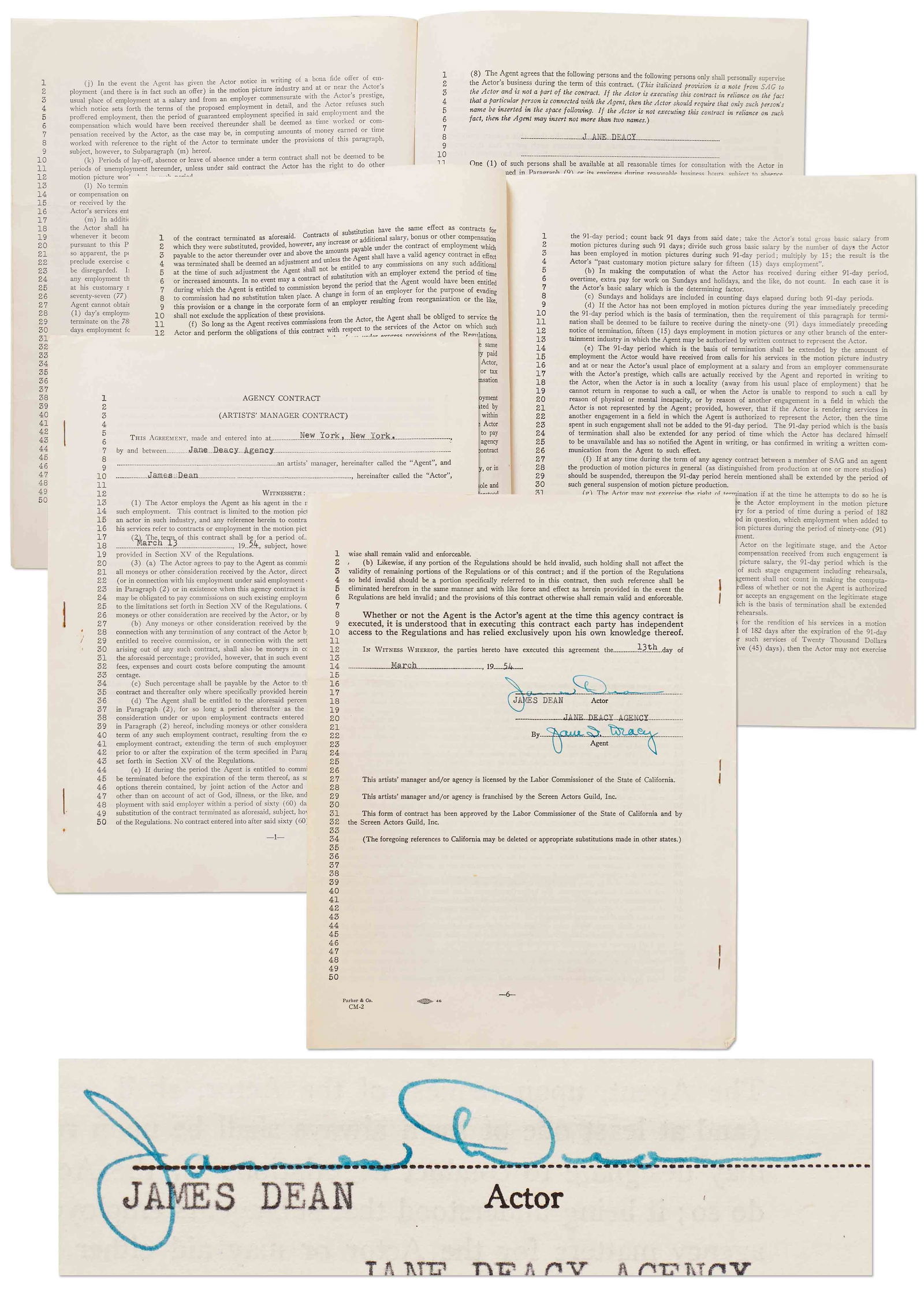James Dean Signed Contract (1 of 5)