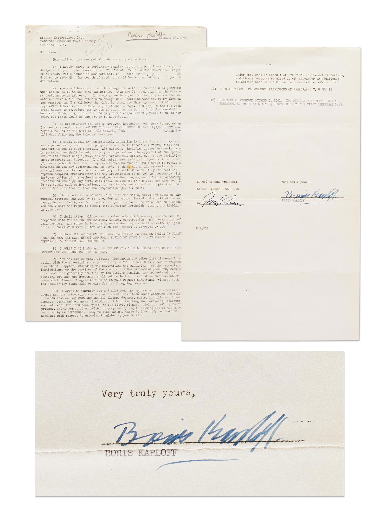 Boris Karloff Contract Signed (1 of 7)