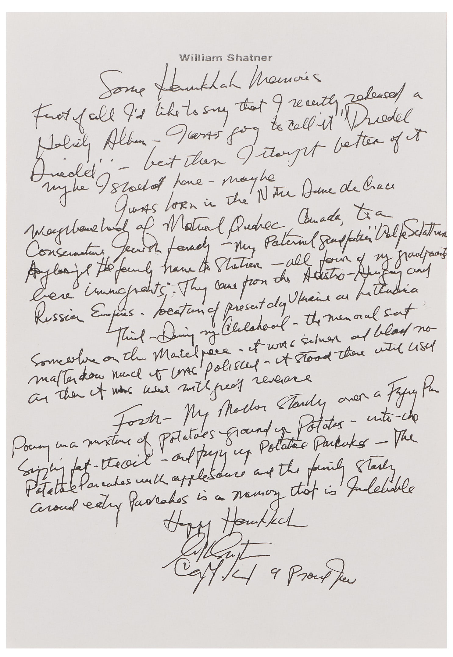 William Shatner Autograph Essay Signed (1 of 1)