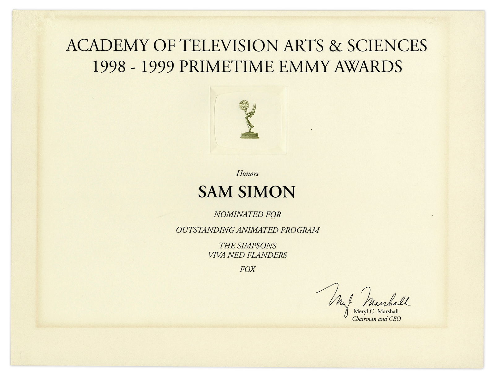 Emmy Nomination Certificate (1 of 1)