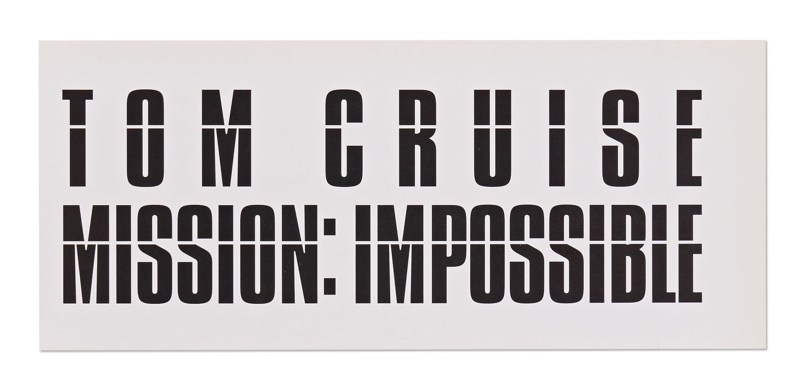 Mission Impossible World Premiere Movie Ticket: World premiere ticket to the ''Mission: Impossible'' film that ignited the whole franchise, premiering at the Mann Bruin Theatre on 20 May 1996. Ticket reads on front, ''Tom Cruise / Mission: Impossib