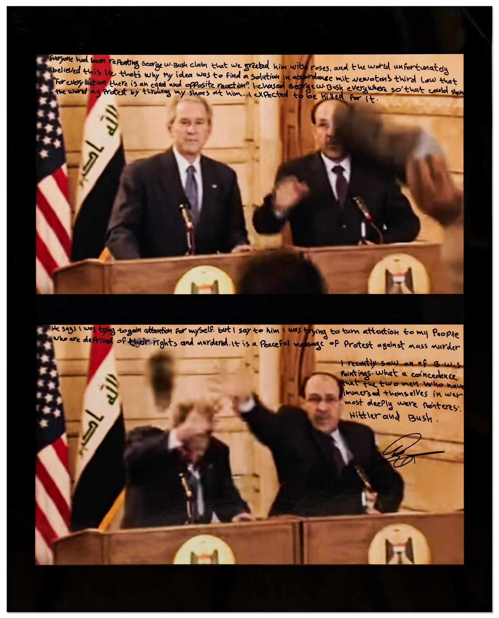 Muntadhar al-Zaidi Signed George W. Bush Photo (1 of 2)