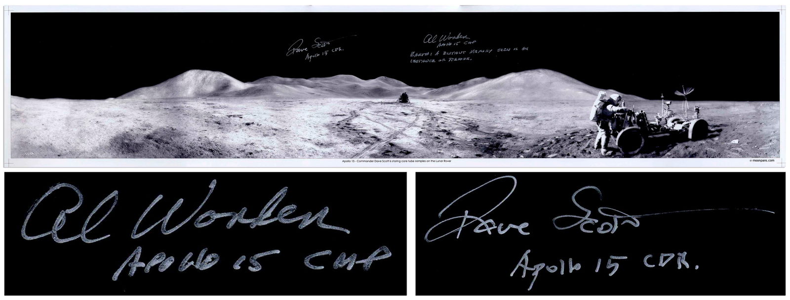 Apollo 15 Panoramic Photo Signed by Dave Scott and Al Worden (1 of 2)