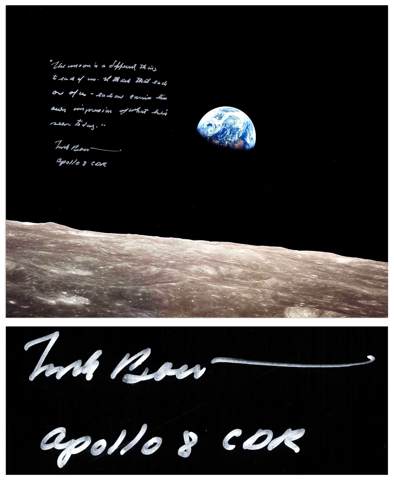 Frank Borman Signed Earthrise 20'' x 16'' Photo (1 of 3)