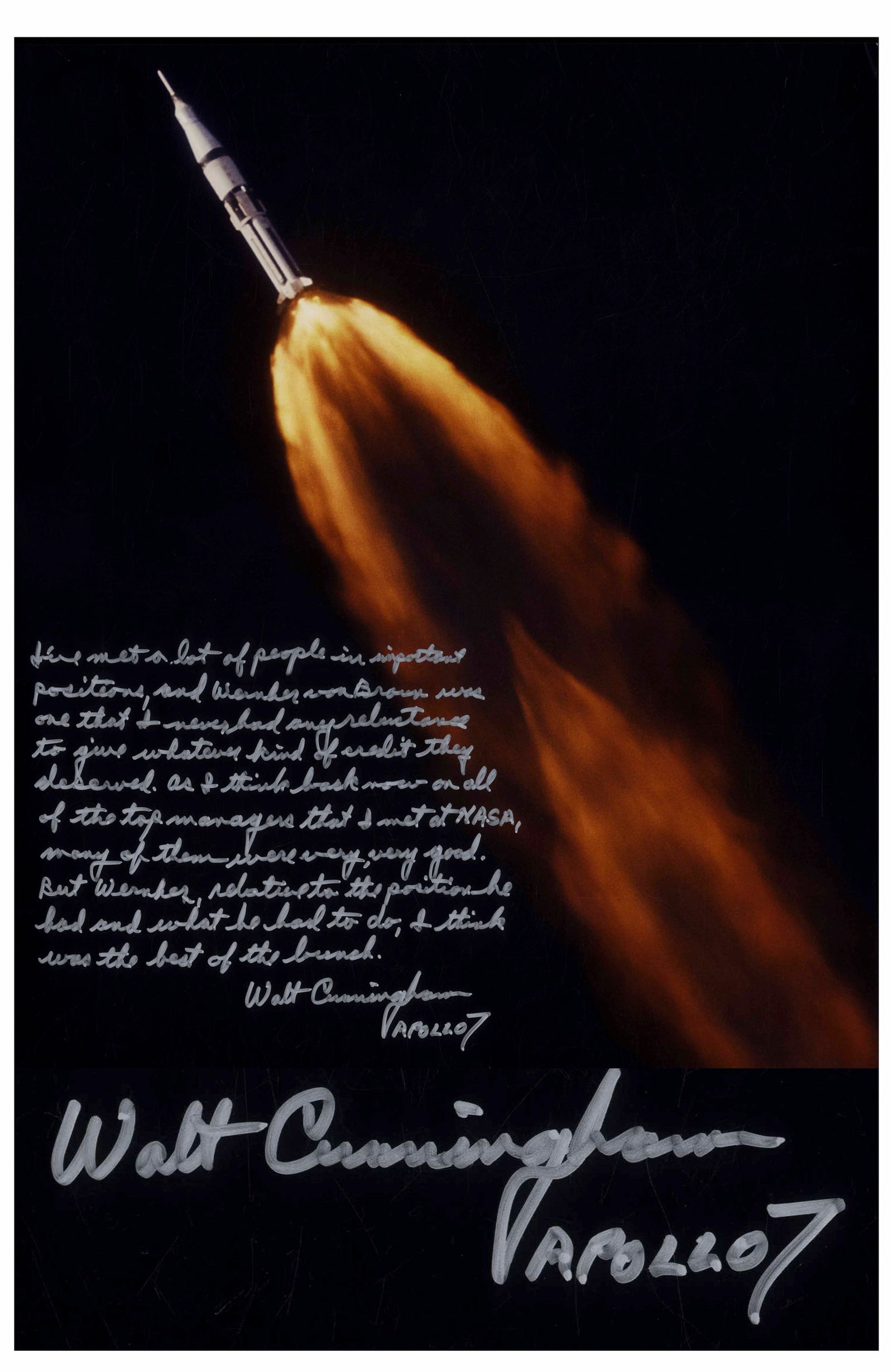 Walter Cunningham Night Signed 16'' x 20'' Photo (1 of 2)