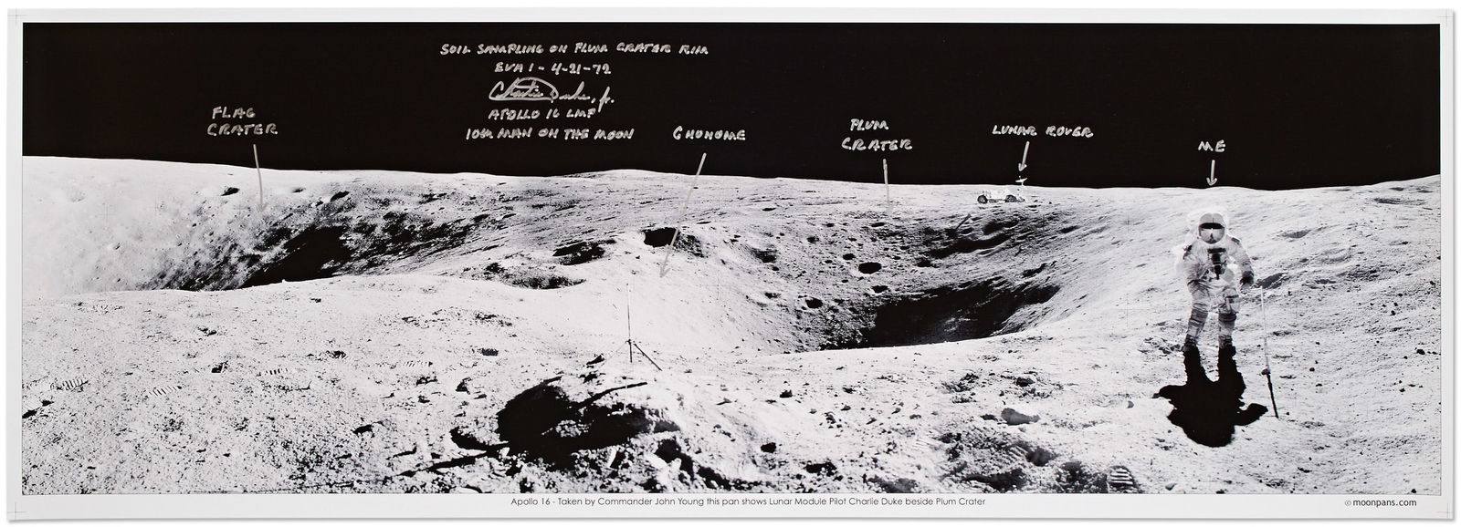Charlie Duke Signed Plum Crater Panorama Photo (1 of 1)