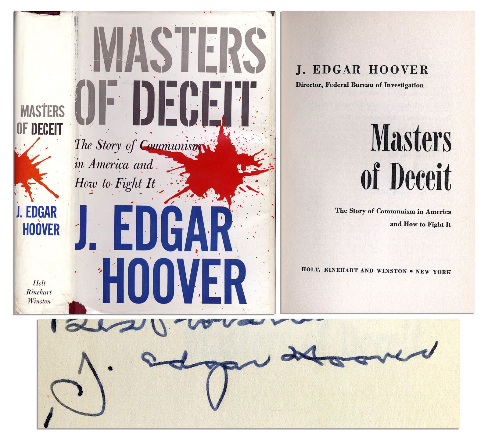 J. Edgar Hoover Signed ''Masters of Deceit'' (1 of 2)