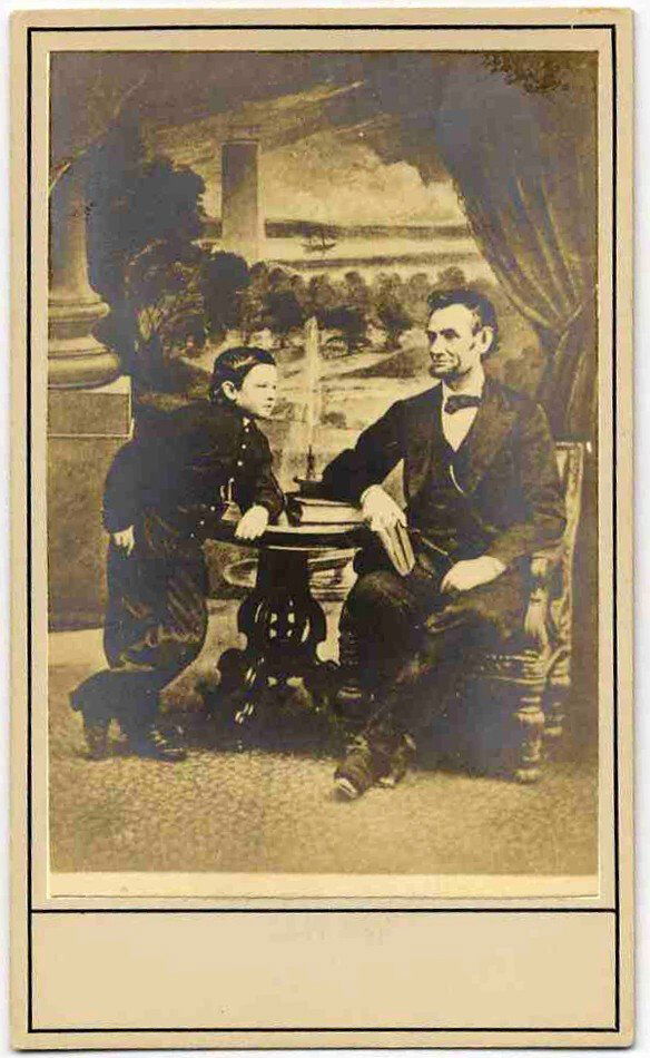 CDV Lincoln Tad Alexander Gardner Washington Photo: CDV of Lincoln with "Tad" Taken by Alexander Gardner. Handwritten note on rear reads: "The second photograph with 'Tad Lincoln, son of Abe' - by Alexander Gardner, Wash. 9 April 1865." CDV from the "C