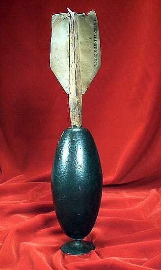Civil War Ketchum Grenade Bullet Artifact CW Weap: Civil War Ketchum Grenade, patented by William F. Ketchum, Buffalo, NY, 20 August, 1861. This 5 pound grenade is the largest size of the Ketchum models. It stands about 13.5" high and includes the plu