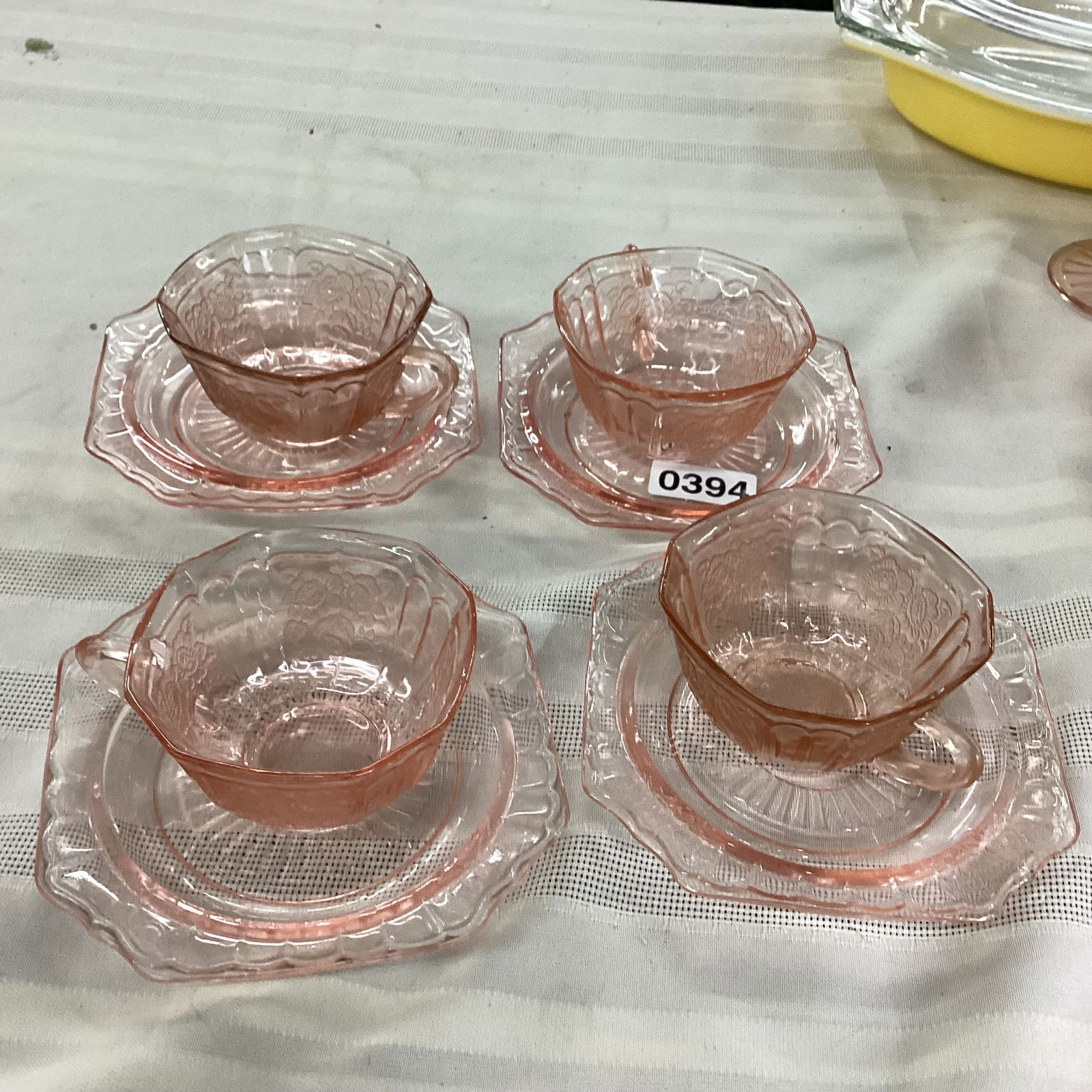 4 DEPRESSION MAYFAIR CUP & 6" PLATES: GOOD SHAPE