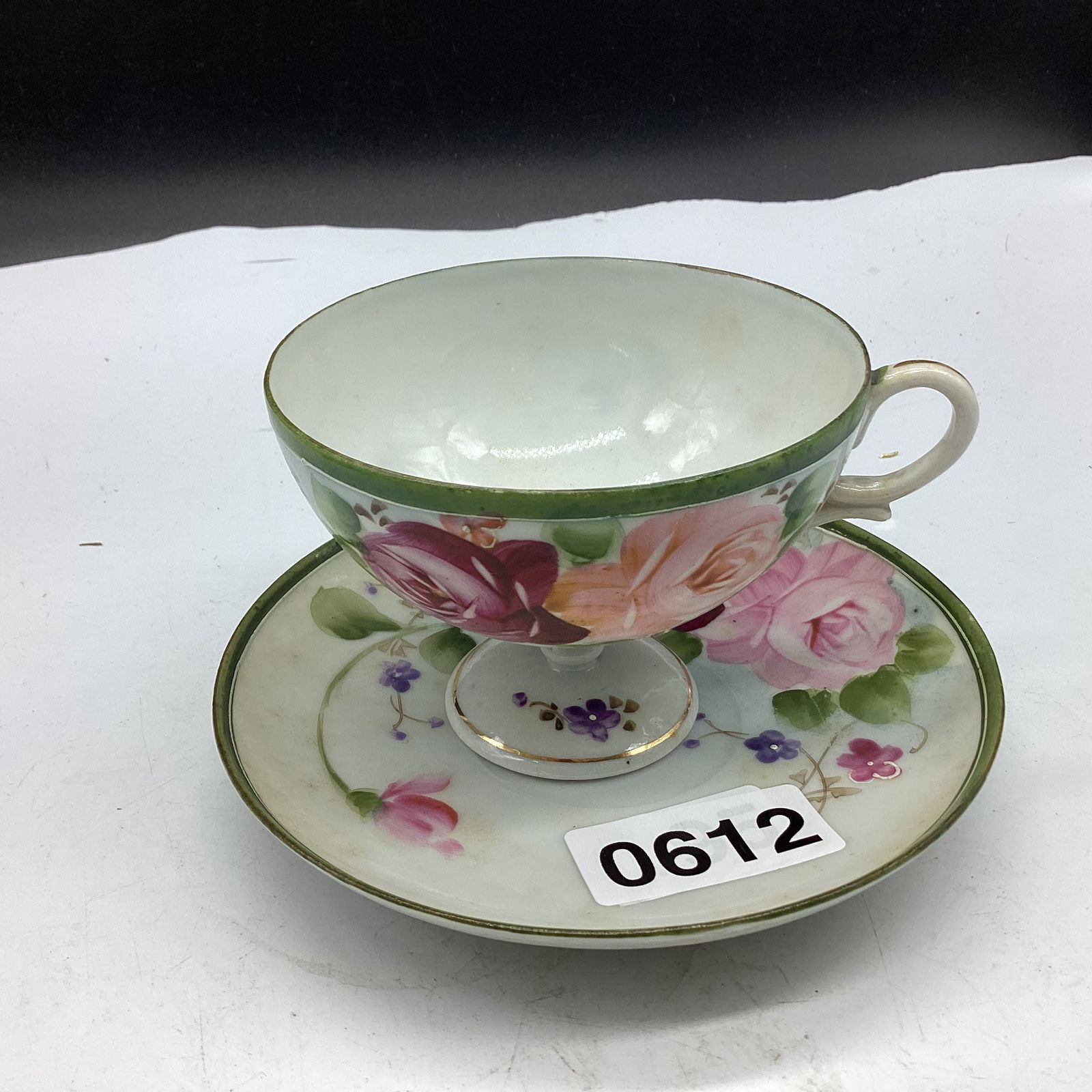 HAND PAINTED PORCELIAN CUP & SAUCER SIGNED NIPPON (1 of 1)