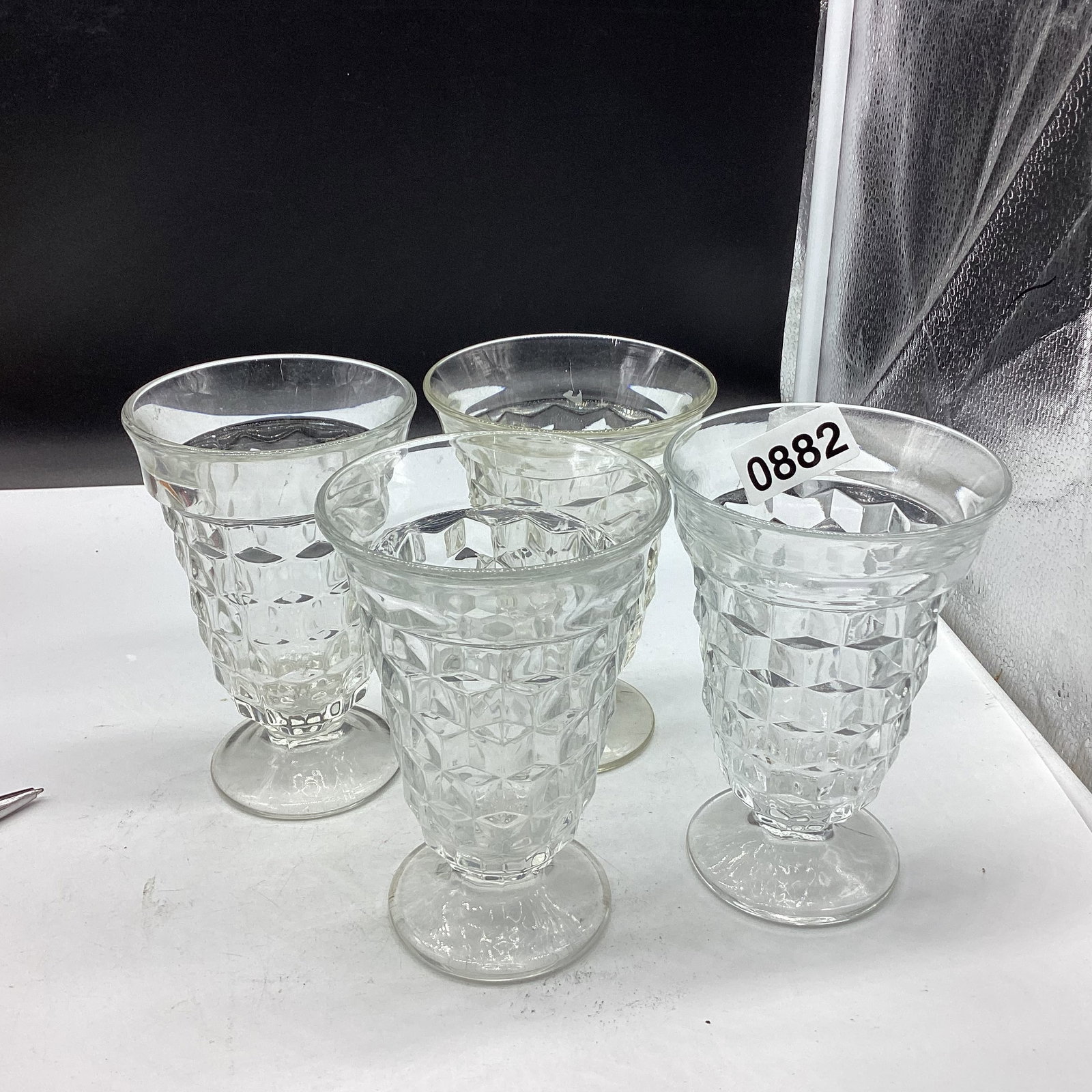4 AMERICAN FOSTORIA TEA GLASSES: 5 3/4" TALL GOOD SHAPE