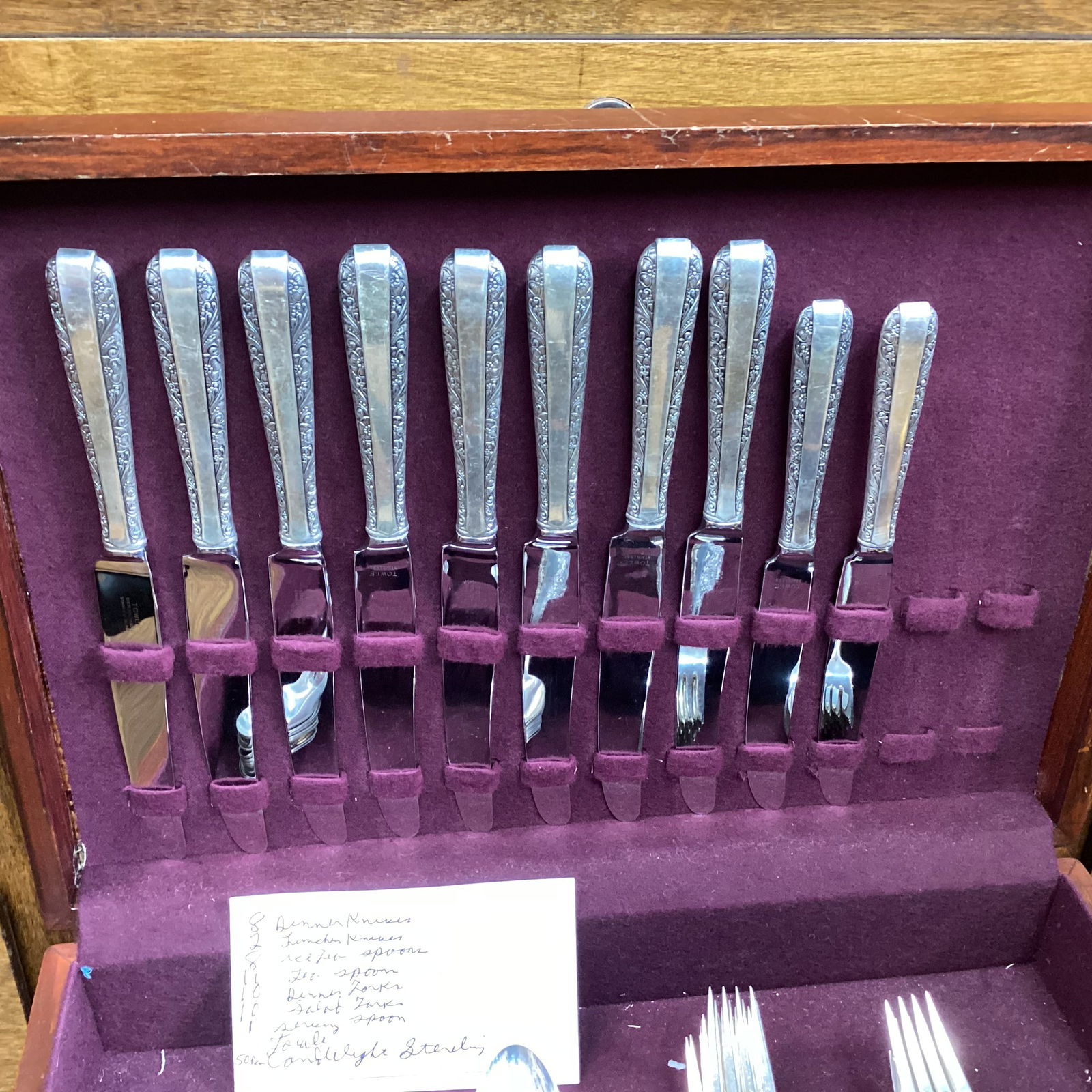 50 PCS TOWLE STERLING CANDLELIGHT PATTERN FLATWARE (1 of 4)