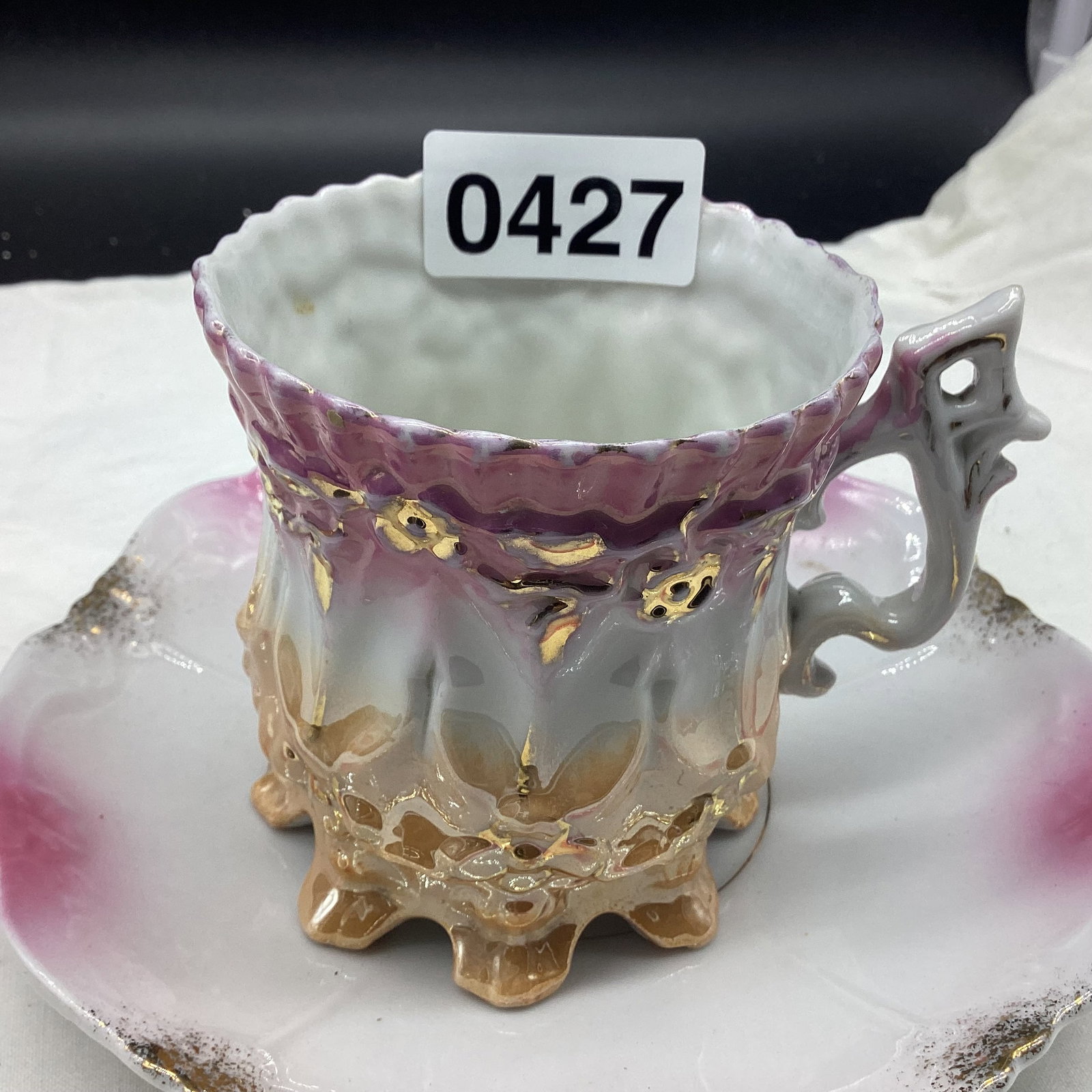 VICTORIAN SHAVING MUG W/UNDERPLATE (1 of 1)