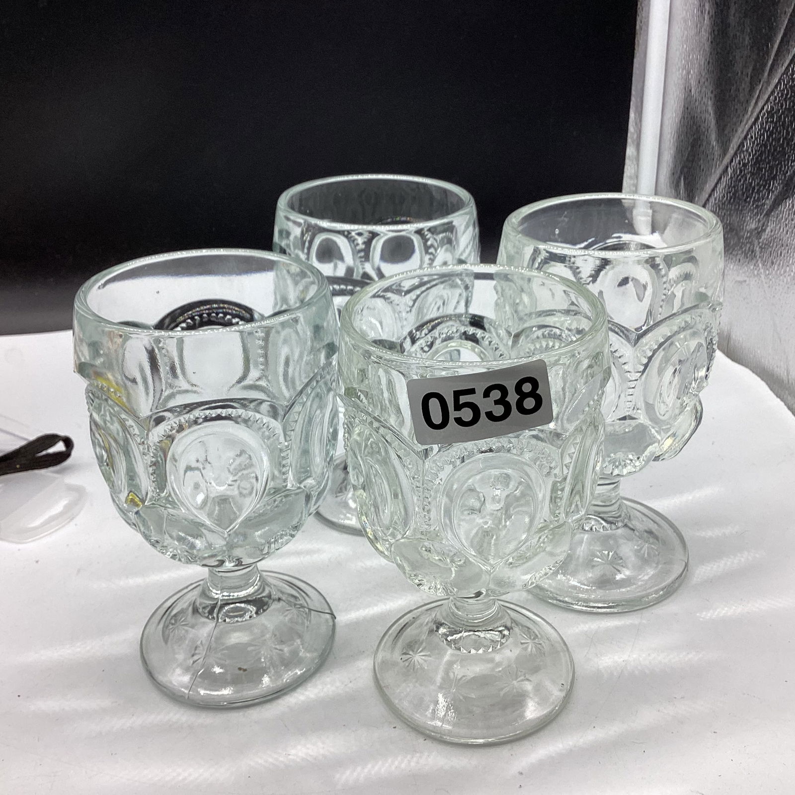 4 SMITH GLASS MOON & STAR GOBLETS: GOOD SHAPE