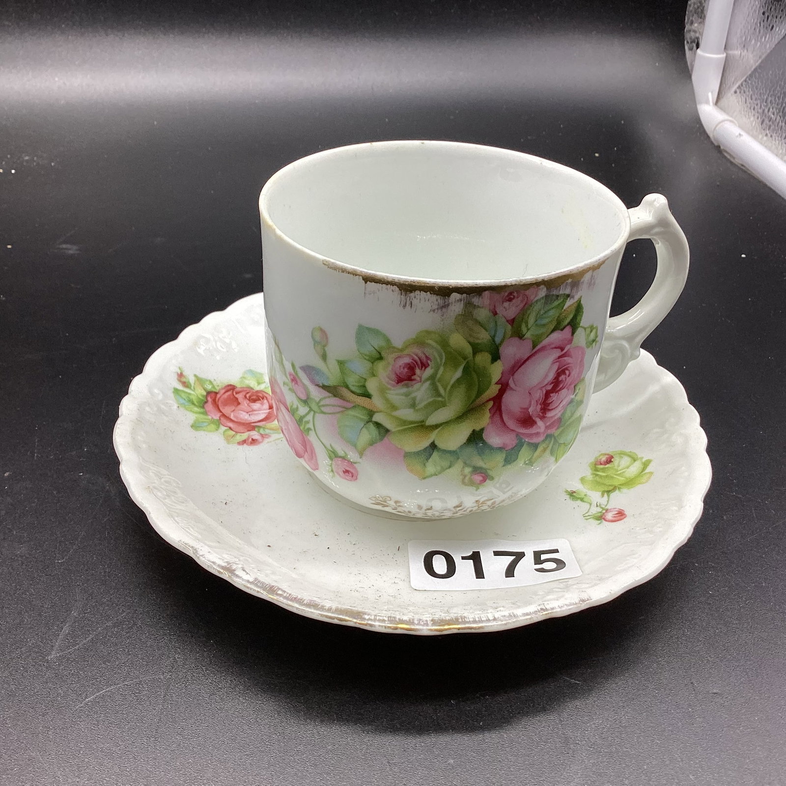 HAND PAINTED PORCELIAN CUP & SAUCER: GOOD SHAPE