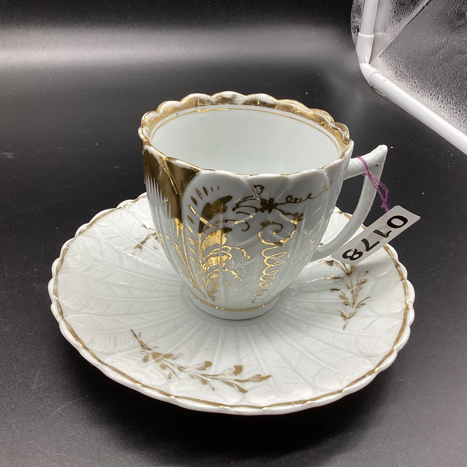 HAND PAINTED PORCELIAN GOLD TRIM CUP & SAUCER (1 of 1)