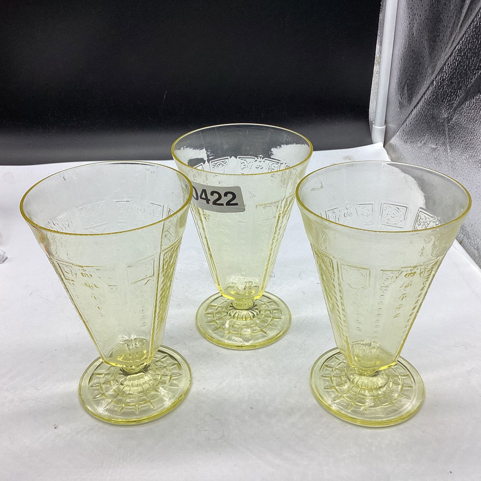 3 DEPRESSION YELLOW PRINCESS TEA TUMBLERS (1 of 2)