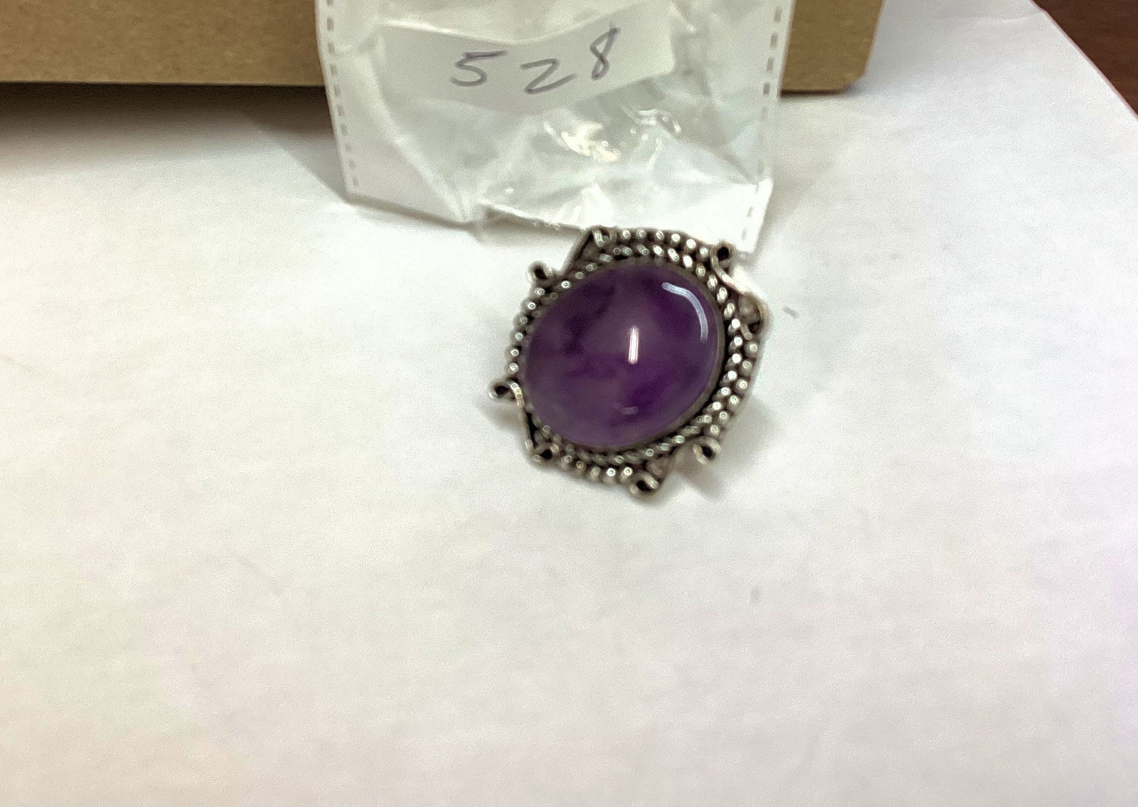 GERMAN SILVER RING SIZE 7 AMETHYST STONE (1 of 1)