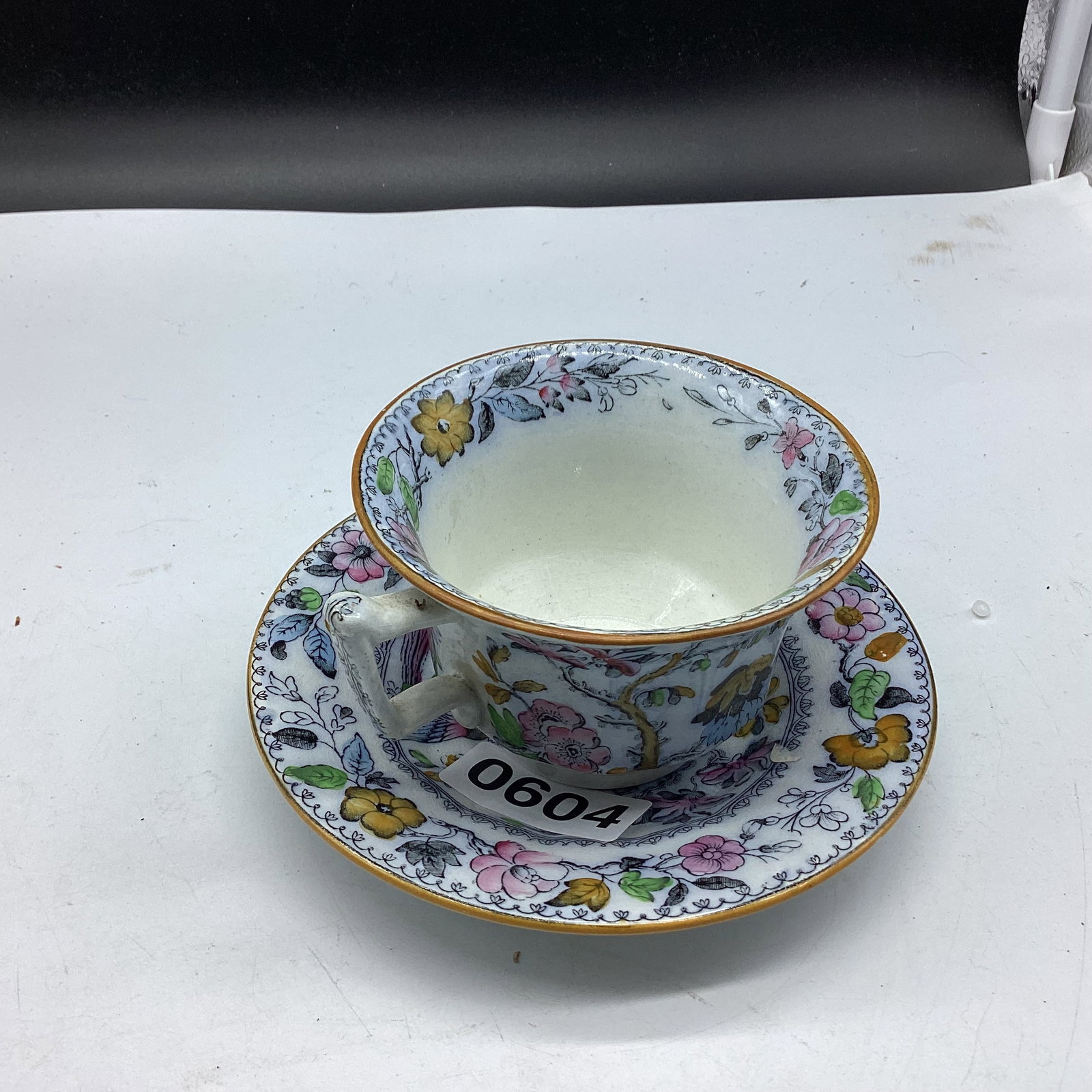 ASHWORTH BROTHERS HANLEY ENGLAND PORCELIAN CUP & SAUCER: GOOD SHAPE