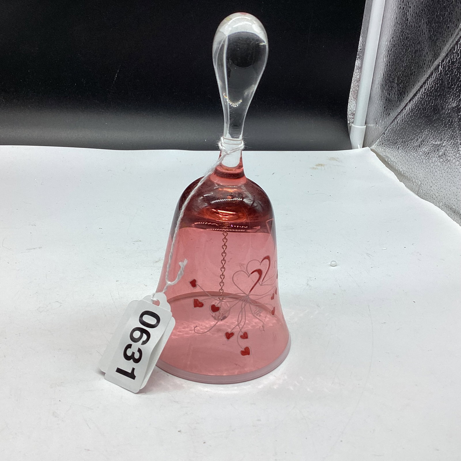 HAND PAINTED CRANBERRY BELL: 6 1/2 GOOD SHAPE
